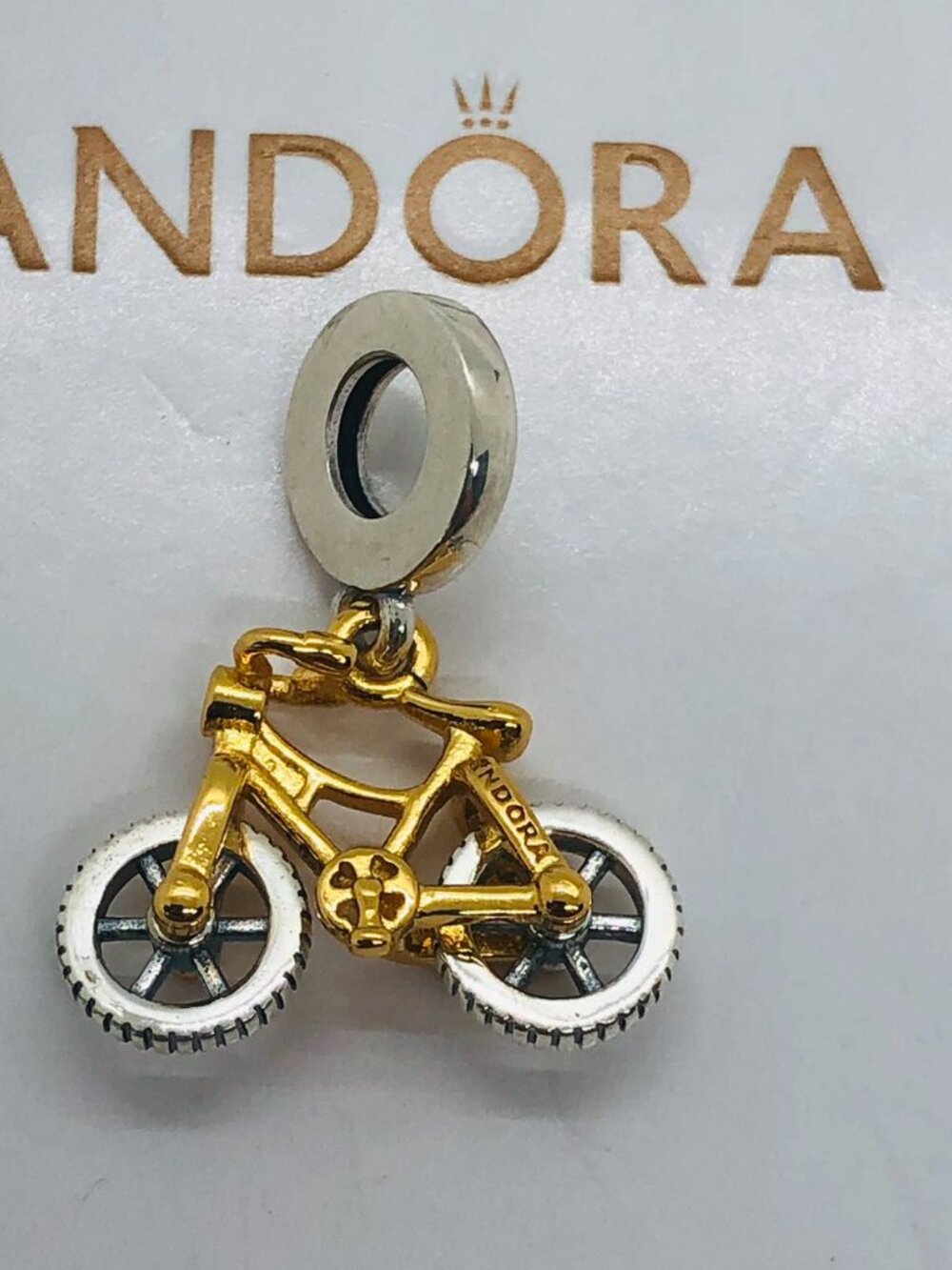 Pandora Two-tone Spinning Wheels Bicycle Dangle Charm